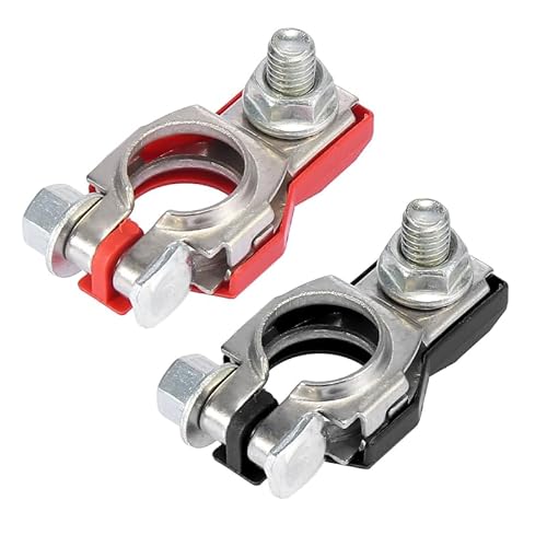 MNUPL Lot de 2 bornes de Batterie for Automobile, connecteur à dégagement Rapide, Accessoires for Voiture, Caravane, Bateau, 12 V, 24 V, Positif + négatif(Copper Tinned)