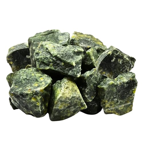 Image of Amazing Gemstone Green Jade Raw Crystals and Healing Stones, Natural Rocks for Tumbling - DIY Raw Stones and Crystals, 2 Pieces