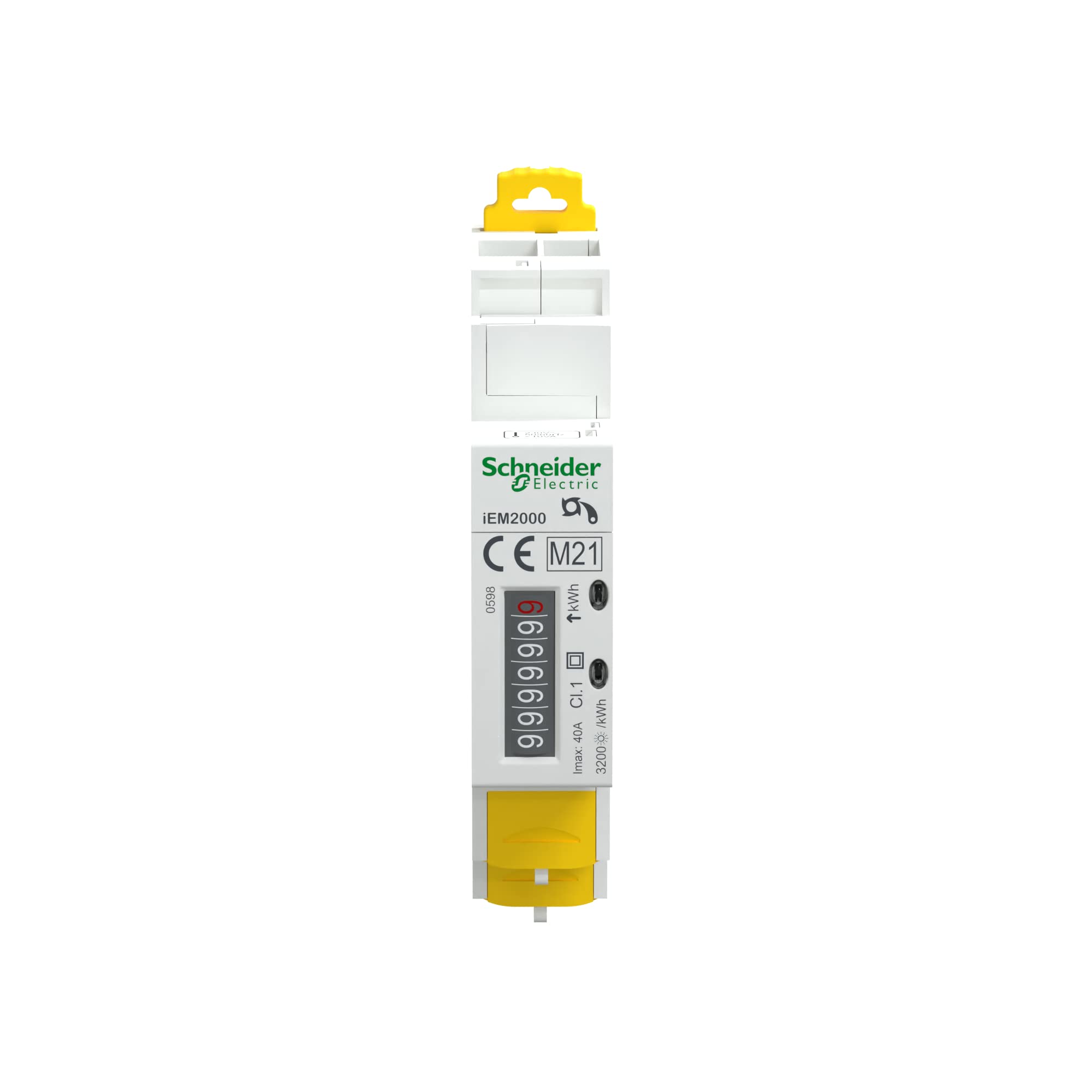 Schneider Electric A9MEM2000 iEM2000 Contador de Energía Electromecánico, 1 Fase, 230V, 40A, Blanco