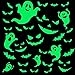 Outus 49 Pieces Halloween Glow in The Dark Window Decals Luminous Stickers Ghost Wall Stickers Bat Wall Stickers Night Glow Decals for Halloween Theme Party
