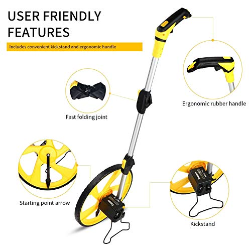 Measuring Wheel Zozen Collapsible with Kickstand and Cloth Carrying Bag Measurement 0-9,999 Ft