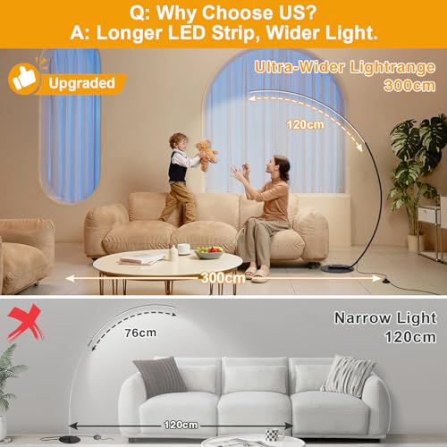 Lampadaire arc LED 25W dimmable noir 165cm avec télécommande - 3