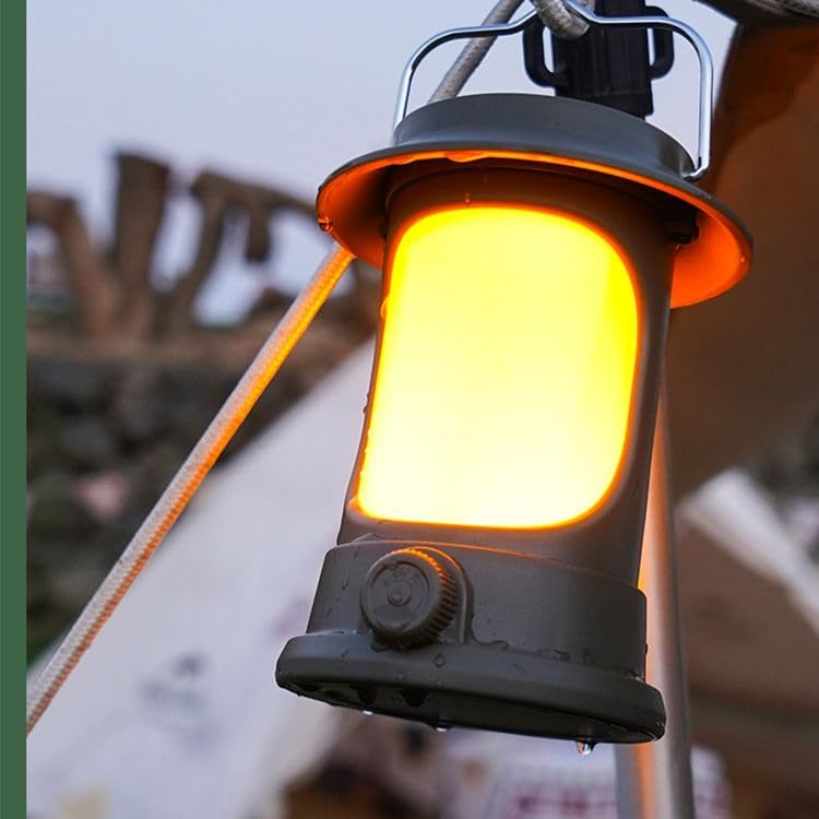 Solar Portable Handheld Vintage Camping Lantern USB Rechargeable Outdoors Tent Light LED Warm Light Hiking Fishing Camping Light