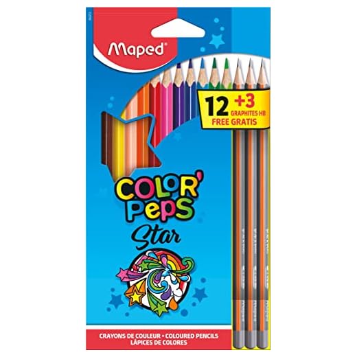 Maped 832272 – 12 lápices de colores, lápices de colores y 3 lápices Graph'PEPS, 15 unidades (1 unidad)