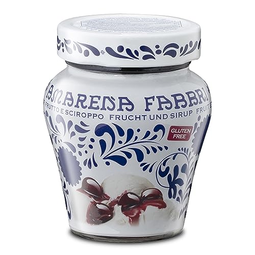 Food-United AMARENA-KIRSCHEN 230g | FABBRI 1905 | in Sirup | Halb-Kandiert | Amarene | Amarenakirschen aus Italien | fabbri amarena cherries | für Joghurt-Eis Dessert Topping Garnitur Cocktail (1)