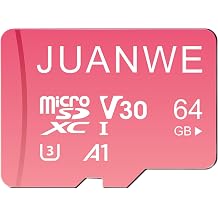 JUANWE 64GB Micro SD Card microSDXC Memory Card, 64GB Memory Card, UHS-I C10 U3 V30 4K UHD Video A1 TF Card with Adapter Pink