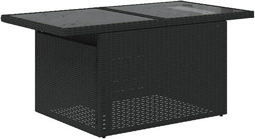 Miniatura 6 de 7-Piece Modular Garden Sofa Set with Black PE Rattan Frame, Powder-Coated Steel and Tempered Glass Table for Outdoor Patio Seating, Black and Cream