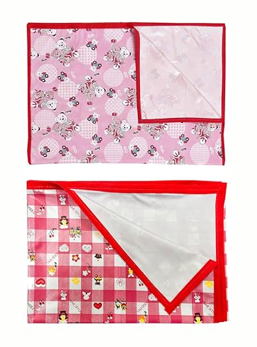 Image of EcoSoft Plastic Sheet,PVC Sheet for Kids,Rubber Sheet for Babies,Bed Wetting Protector(90 x 135 cm) (Pink Bear & Pink GOO Day)