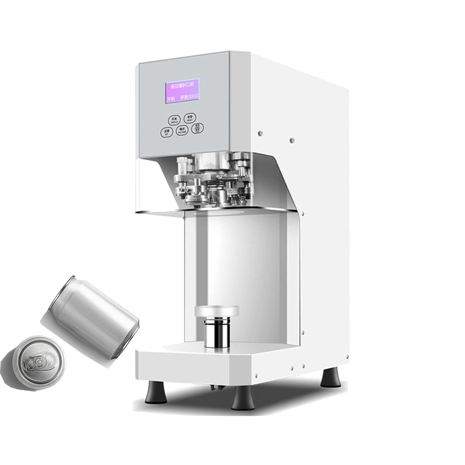 IUokLU Commercial Can Sealing Machine,55 Mm/2.2 Inch Can Seamer Home Automatic Can Sealing Machine,Intelligent Can Sealing Machine Height Adjustable-White-110 (White 110)