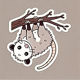 Adorable Opossum Hanging Upside Down Sticker - Durable Decal for Laptop, Car Window, and Bumper (6)
