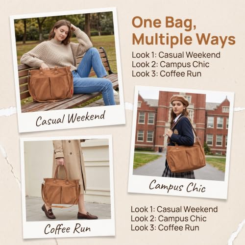 Bolso tote para mujer de corderoy grueso – bolso de mano para desplazamientos con cierre de cremallera, forro de poliéster y tiras fijas para el hombro – bolso casual espacioso para el trabajo, la escuela y los viajes (caramelo) miniatura 6