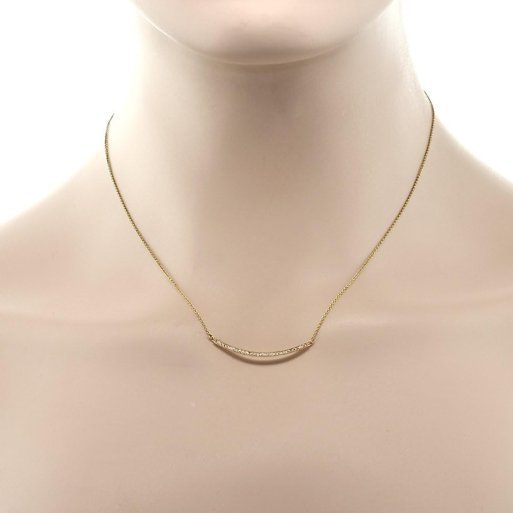 Gem Stone King 10K Yellow Gold Lab Grown Diamond Curved Necklace for Women | 0.14 Cttw | Gemstone April Birthstone | With 18 Inch Chain - Image 4