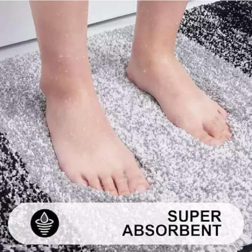 Image of Namchi Microfiber Bathroom Mat Anti Skid-Highly Absorbent Super Soft Door Mats for Home Kitchen Living Room-2000 GSM Floor Mat Black-Grey 40x60