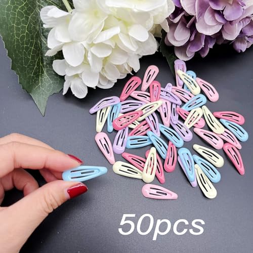 JZK 50pcs 3cm Mini hair clips for toddlers little girls macaron color metal snap small hair clips for fine hair hair pins for kids girls baby hair grips - Image 3