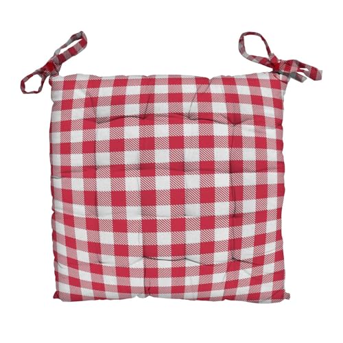 Soleil d'ocre, Dessus de Chaise capitonné en Coton 40x40x5 cm Vichy