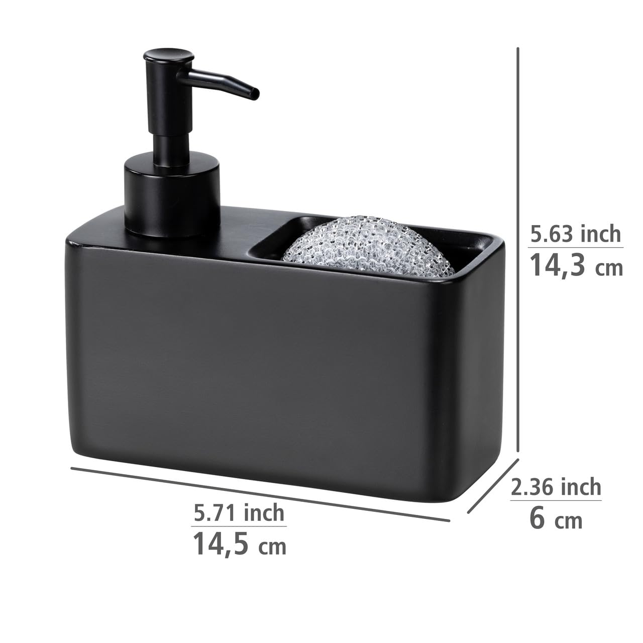 WENKO Elmo Keramik-Seifenspender In Grün – Stylischer Spender Für Flüssigseife Oder Spülmittel, 0,27 Liter Fassungsvermögen, 7,5 X 13 X 8,5 Cm