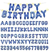 [85 PCS] 16" Foil Personalized Name Happy Birthday Balloons Letters, Mylar Aluminum Custom Name a...