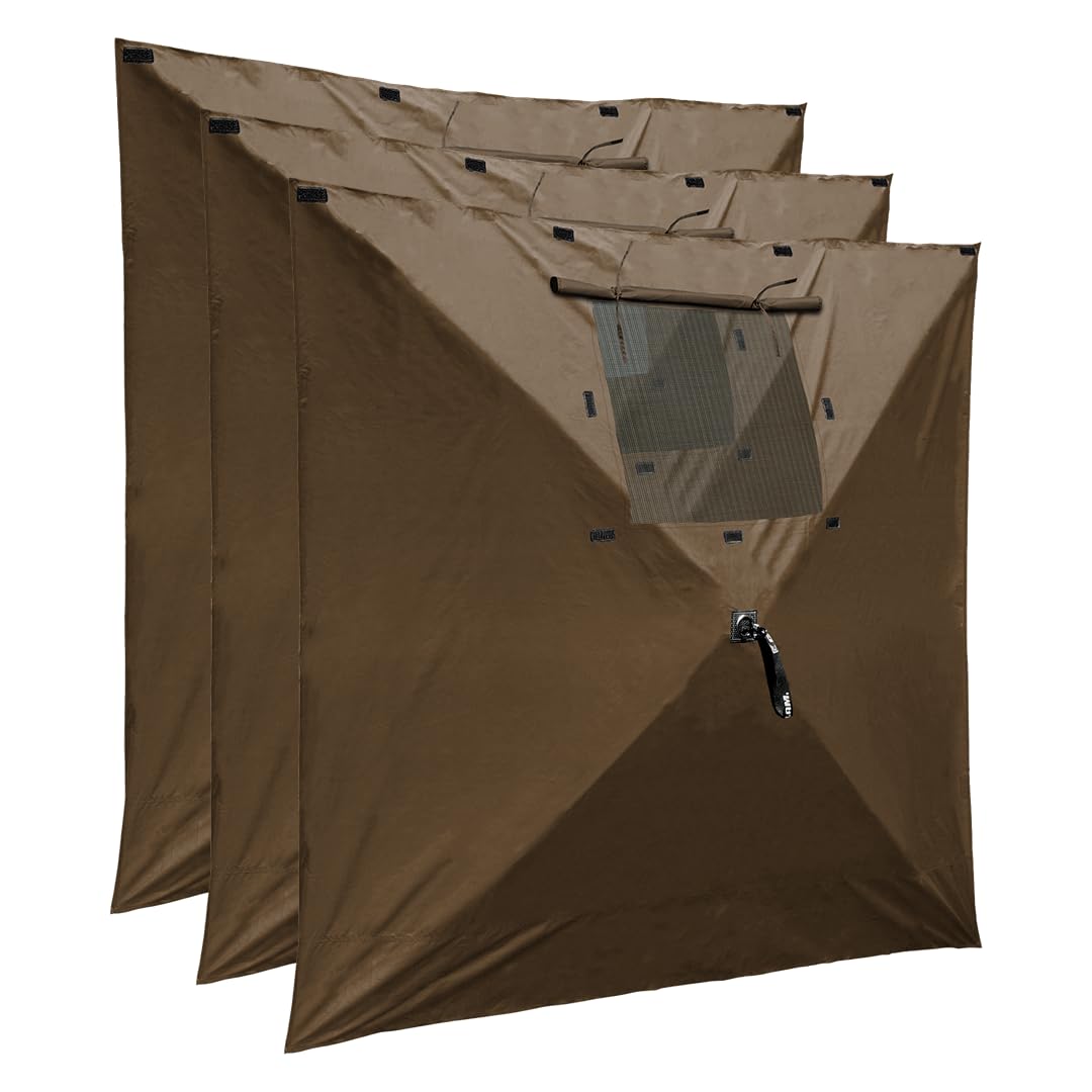 Clam 9898 Wind Panels with Windows (3 Pack), Brown