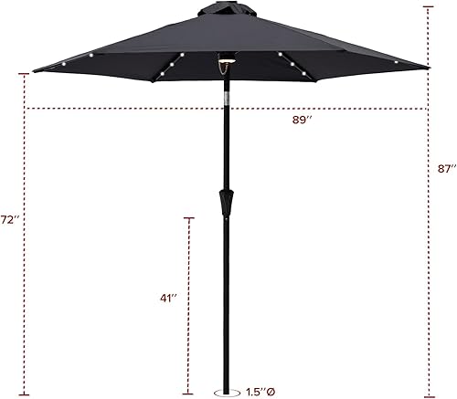 Miniatura 6 de FLAME&SHADE 7.5 ft Solar Powered Outdoor Market Patio Table Umbrella with LED Lights and Tilt