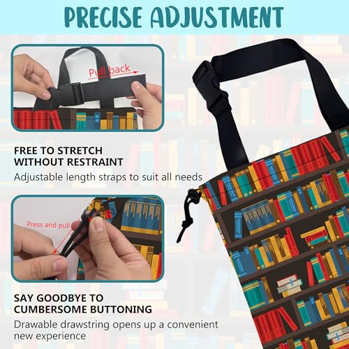 Image of Car Garbage Bag Colorful Bookshelves Library Drawstring Car Trash Bag Hanging for Back Seat with Adjustable Buckle Canvas Vehicle Trash Can Easy-to-Install