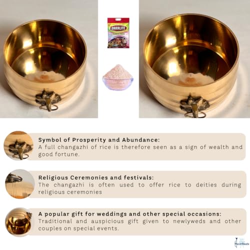 Image of Pure Brass Changazhi Rice Measuring Pot (0.5L) - Traditional Kerala Brass Para Vessel for Puja, Housewarming & Wedding Gifting