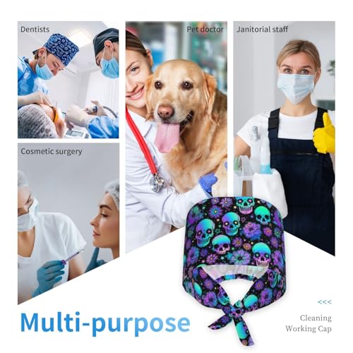 Image of Breathable Working Cap with Adjustable Sweatband Scrub Cap for Men /Women | Breathable Working Cap with Adjustable Sweatband Scrub Cap for Men /Women