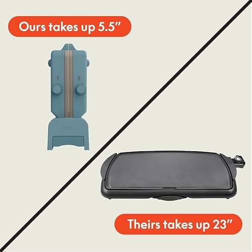 Miniatura 6 de bella Plancha de cerámica plegable y de doble temperatura de 10 x 20 pulgadas, se adapta a cualquier lugar, revestimiento antiadherente de cerámica