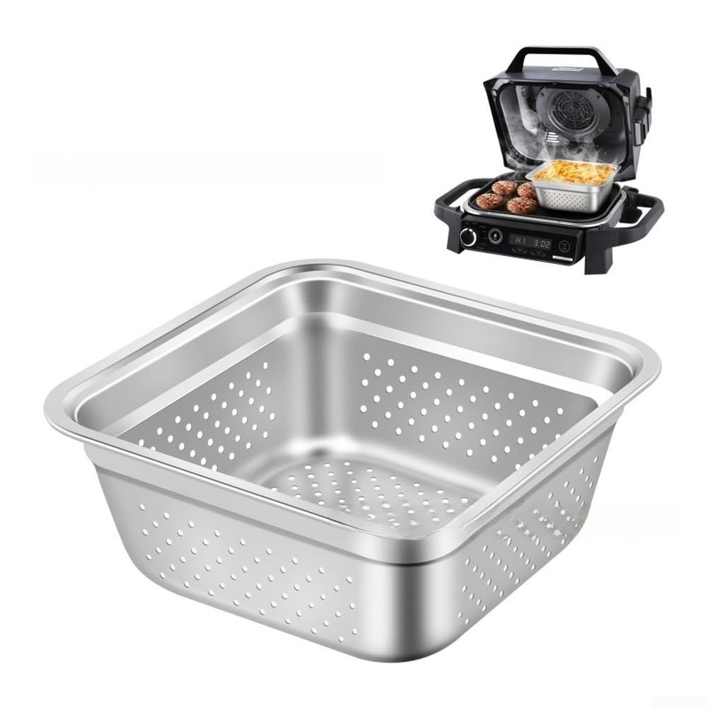 For Ninja-OG701 OG751 Grill Basket, Stainless Steel Air Fryer Basket 4 Quart, Outdoor Grill Replacement Parts, BBQ Crisper Basket with Air Holes