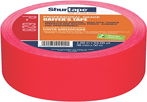 Image of Shurtape P-628 Professional Grade, Coated Gaffer's Tape, 48mm x 50m, Social Distancing Marking, Red, 1 Roll (174361)