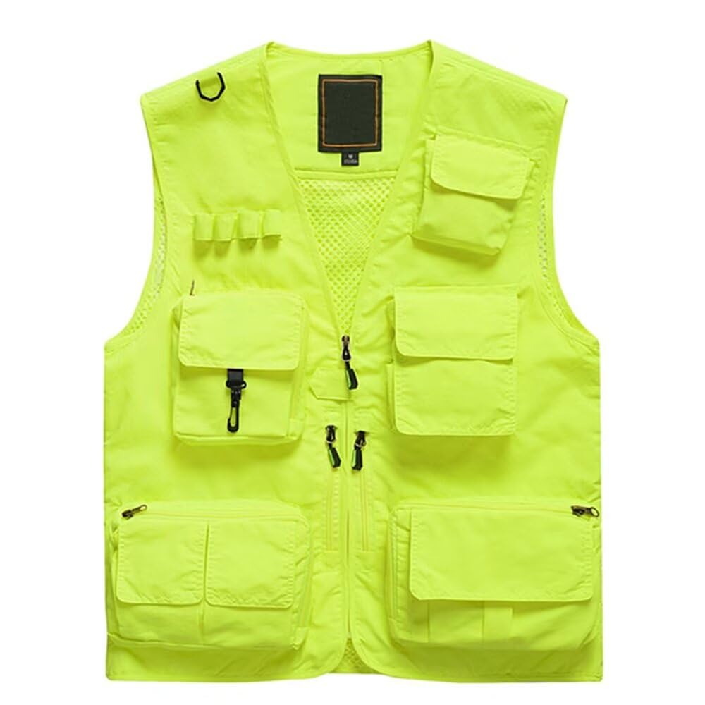 Lilychan Mens Utility Casual Fishing Vests Outdoor Vest Multi Pockets Cargo Vest Travel Hunting Camping Tactical Outerwear