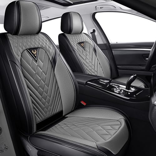 Image of Car Seat Covers Front Seats for Kia Telluride 2020-2026, Anti-Slip Full Coverage Car Seat Covers, Waterproof Nappa Leather Car Seat Cover Sets(2 Seats /Black Gray)
