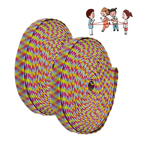 Generisch 2 Rollen Gummitwist Kinder 6 und 10 Meter Hüpfgummi Gummi-Twist Regenbogenfarben Indoor & Outdoor Gummitwist Mädchen ab 6 7 8 9 10 Jahre (6m+10m)