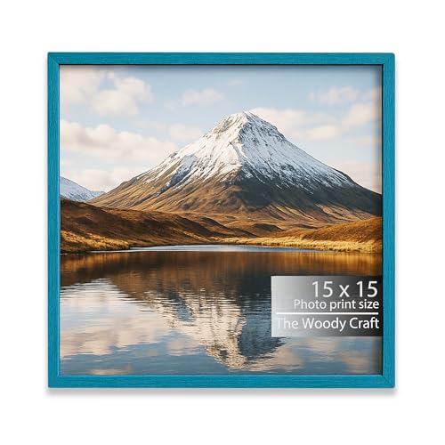 Image of Square Frame 15x15 Inch | Blue Photo Frame For Wall | Artistic Wall Frame | Wooden Photo Frame With Premium Finish | Minimalist Big Photo Frames For Wall | Ideal Wooden Engraved Photo Frame