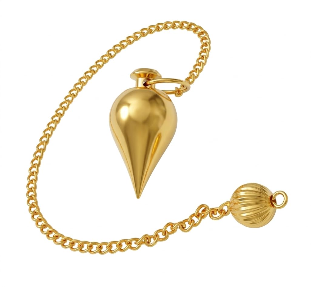 Brass Cone Pendulum for Reiki Healing, Dowsing &amp; Chakra Balancing – Health &amp; Wealth Divination Tool for Meditation &amp; Energy Cleansing
