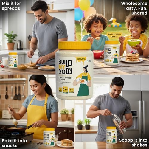 Image of Build My Body | BMB - Original Peanut Butter Powder | 46g Protein | Makes 900g Peanut Butter Spread | Classic American Taste | No Preservatives | 1 /3 the Calories | 4x Less Fat | Spread, Blend, Mix or Bake | Perfect for Every Protein Fix | 410 g