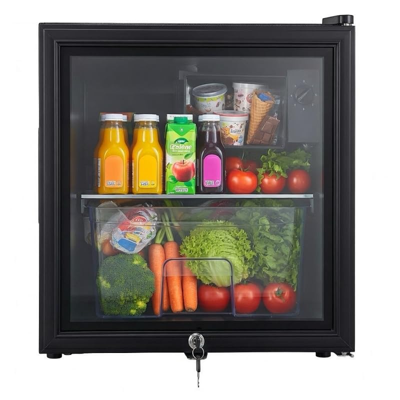 Casanta 1.8 Cubic Feet Beverage Refrigerator With Glass Door And Lock, Compact Mini Fridge For Home Bar Office And Dorm, Single Door Cooler For Soda Beer And Wine, Modern Black Finish on Fridge.com - View 4