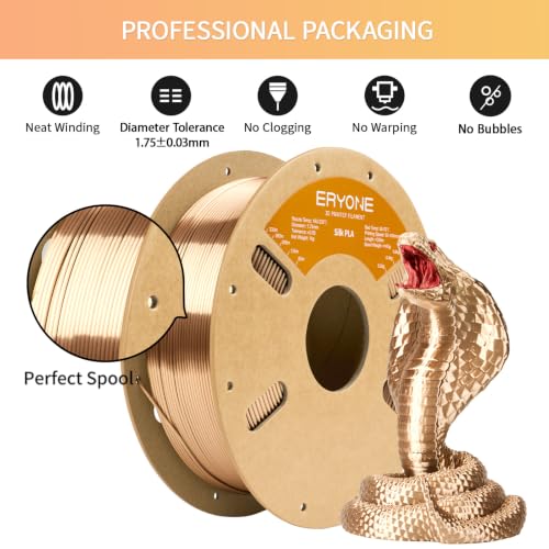 Image of ERYONE Silk PLA Filament for 3D Printer 1.75mm + /- 0.03mm, Shiny Filament 1kg (2.1lbs) /Spool, Desert Titanium