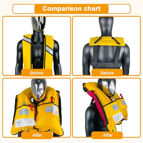 Opblaasbare reddingsvesten voor volwassenen Snorkelvest met fluitje Handmatig Opblaasbaar Reddingsvest met Reflector Draagbaar Kajakken Jas Vesten om te zwemmen Surfen, Opblaasbaar - Afbeelding 5