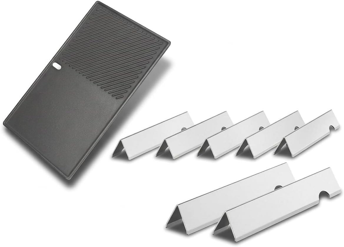 QuliMetal Flavorizer Bars and Griddle for Weber Genesis II E-410/E-415/E-435, Grill Parts for Weber GS4 Genesis II LX E-440 Series Gas Grills, Stainless Steel Grill Parts for Weber 66033