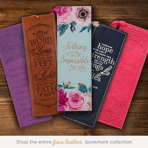 Image of Christian Art Gifts Faux Leather Bookmark: Nothing Will Be Impossible