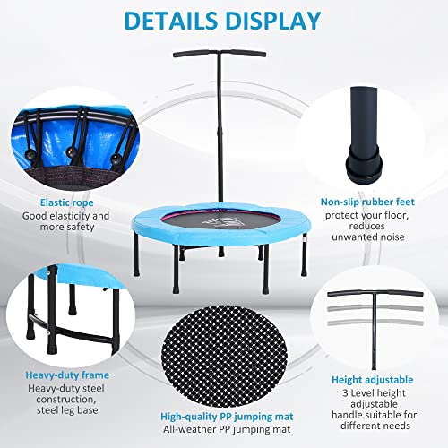 HOMCOM 40" Fitness Trampoline with Adjustable Handle, Rebounder Trampoline, Mini Jumper for Indoor Exercise Workout - Image 6