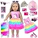 Doll Clothes and Accessories Travel Suitcase Playset for 18 Inch Girl Doll with Dolls Clothes, Backpack, Camera, Ipad, Phone, Sunglasses, Shoes, Gift for 3 to 7 Year Olds