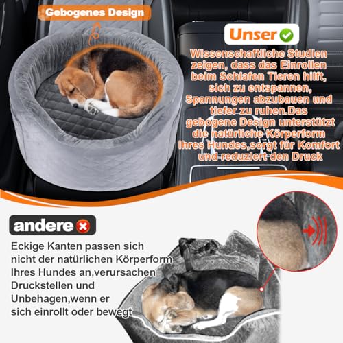 Waterfoor - Asiento de coche para perros pequeños de hasta 16 pulgadas, asiento de coche para perro, cama de espuma viscoelástica de alta densidad 28D gris para coche, asiento de coche para mascotas, - imagen 3