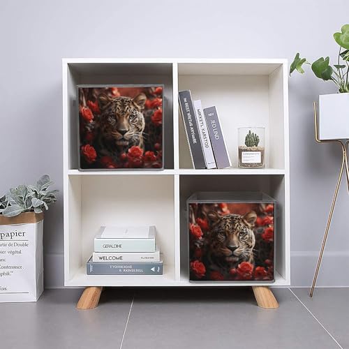 Boîtes de rangement tigre et rose x6 pliables et empilables
