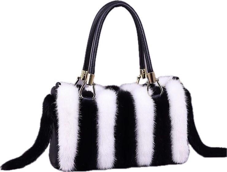 REALFUR NU-191 Women's High-End Furry Bag With Real Mink Fur Luxury Handbag One Shoulder Diagonal Cross Bags