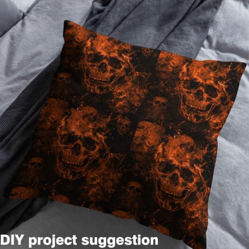 Homemissing Sugar Skull Fabric by The Yard Kids Gothic Skull Upholstery Fabric for Kids Adults Halloween Waterproof Outdoor Fabric Smokey Orange Black Reupholstery Fabric 3 Yards (L276*W150cm) - Image 4