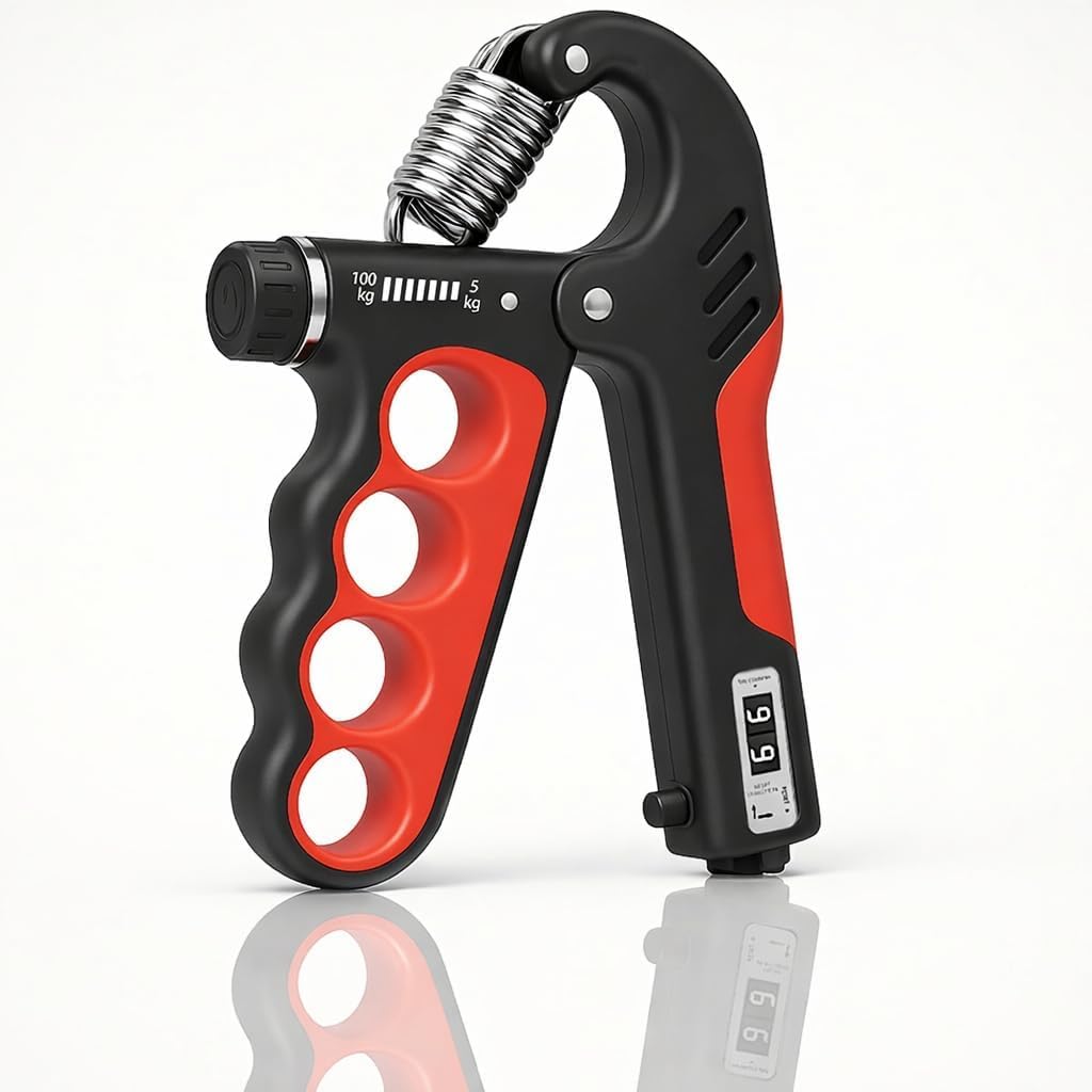 Adjustable Finger Grip Strengthener 5-100KG with Mechanical Counter Heavy Duty Hand Gripper for Forearm Wrist Exercise Strength Training Gym Fitness Equipment Red-image-26