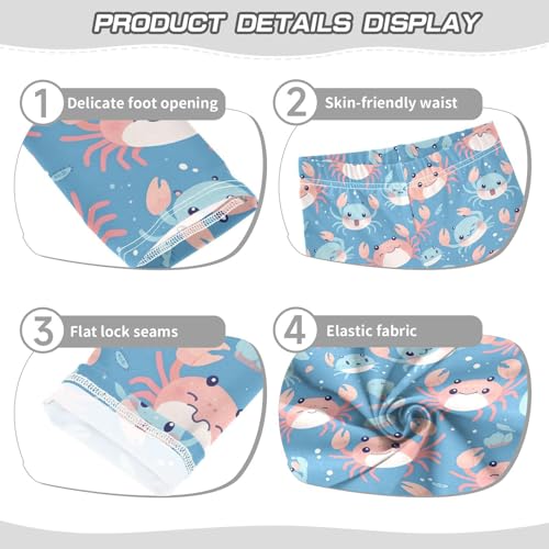 Crab Navy Blue Cute Kids Girl's Legging Casual High Waisted Leg Yoga Pants Exercise3