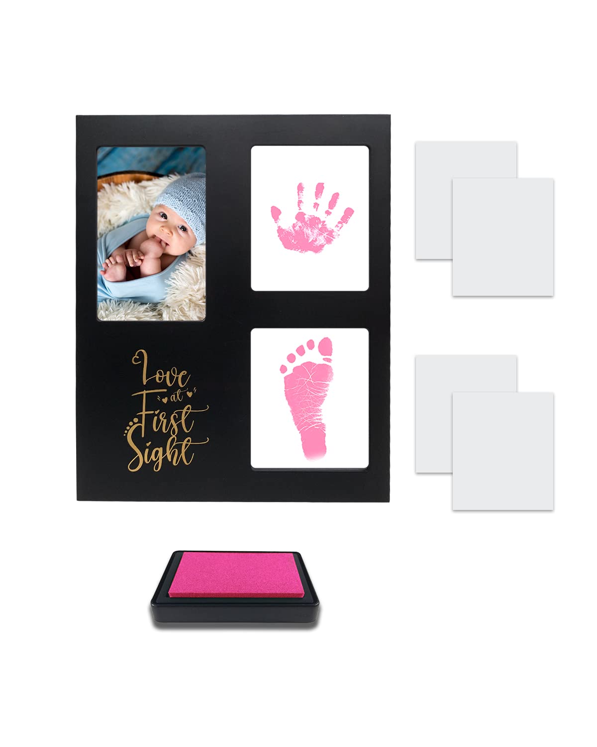 Mold Your Memories Reusable Ink Pad With Frame For Baby's Hand And Foot Impression|Multiple Use Ink Pad With 4 Imprint Card (Pink),1 Count