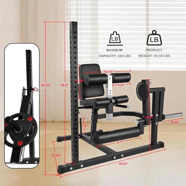 Leg Extension and Curl Machine, Adjustable Plate Loaded Lower Body Special Leg Machine with Squat Rack, Exercise Leg Muscles, Hamstring Curl Machine